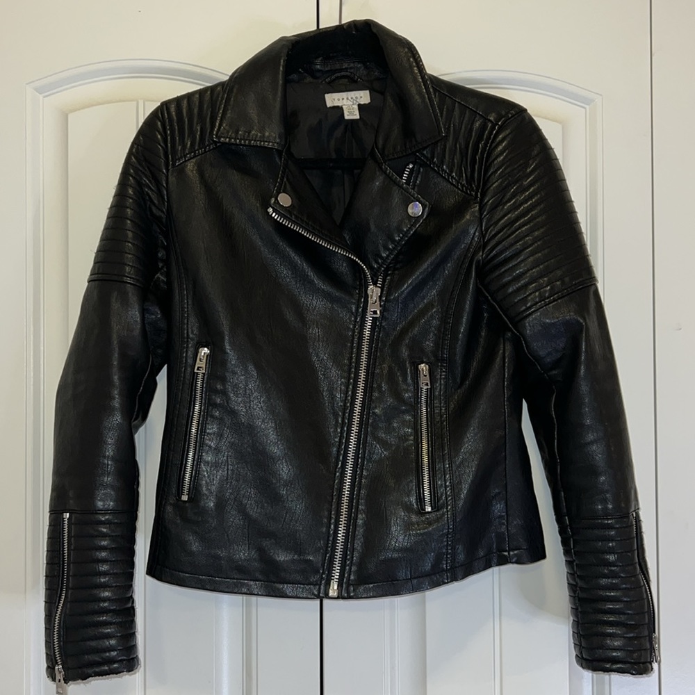 TopShop black leather moto jacket